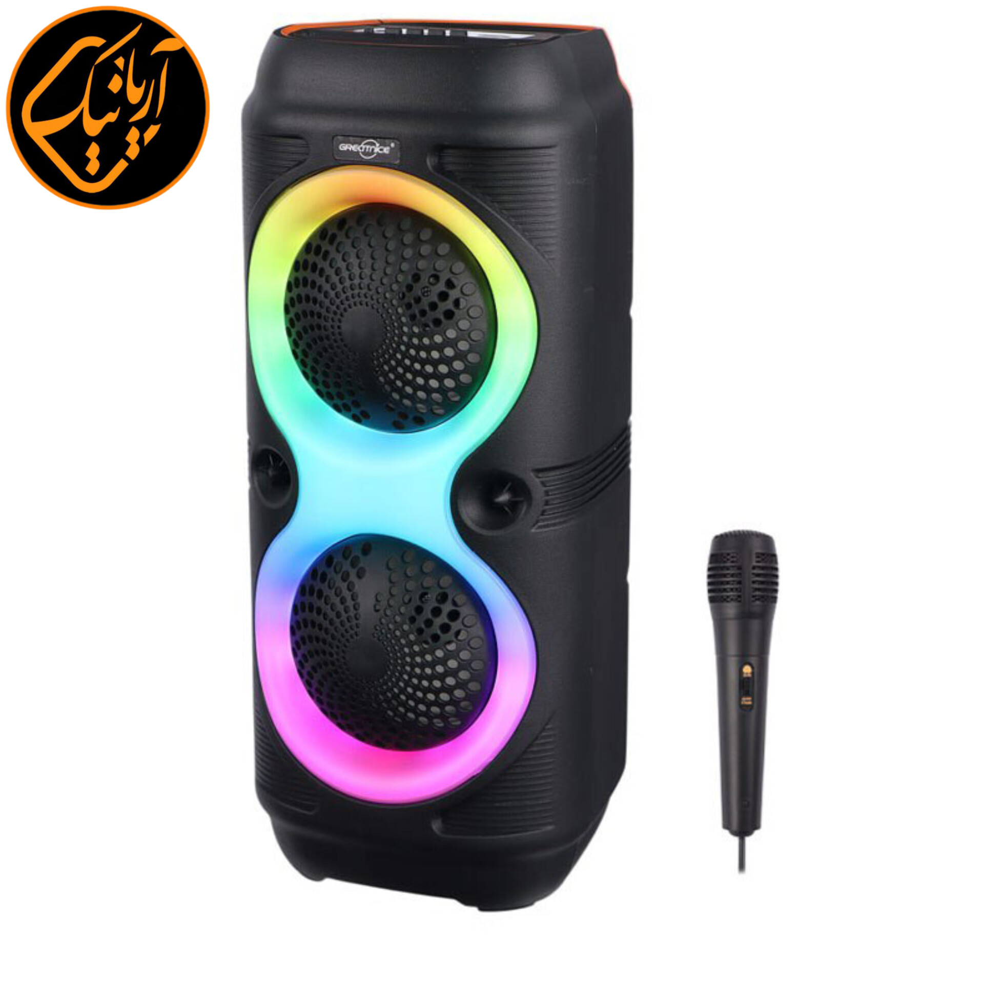 اسپیکر بلوتوثی بی سیم، رادیو موج FM، دارای میکروفون با نورپردازی داخلی RGB ضمانت اصالت کالا GTS-2131