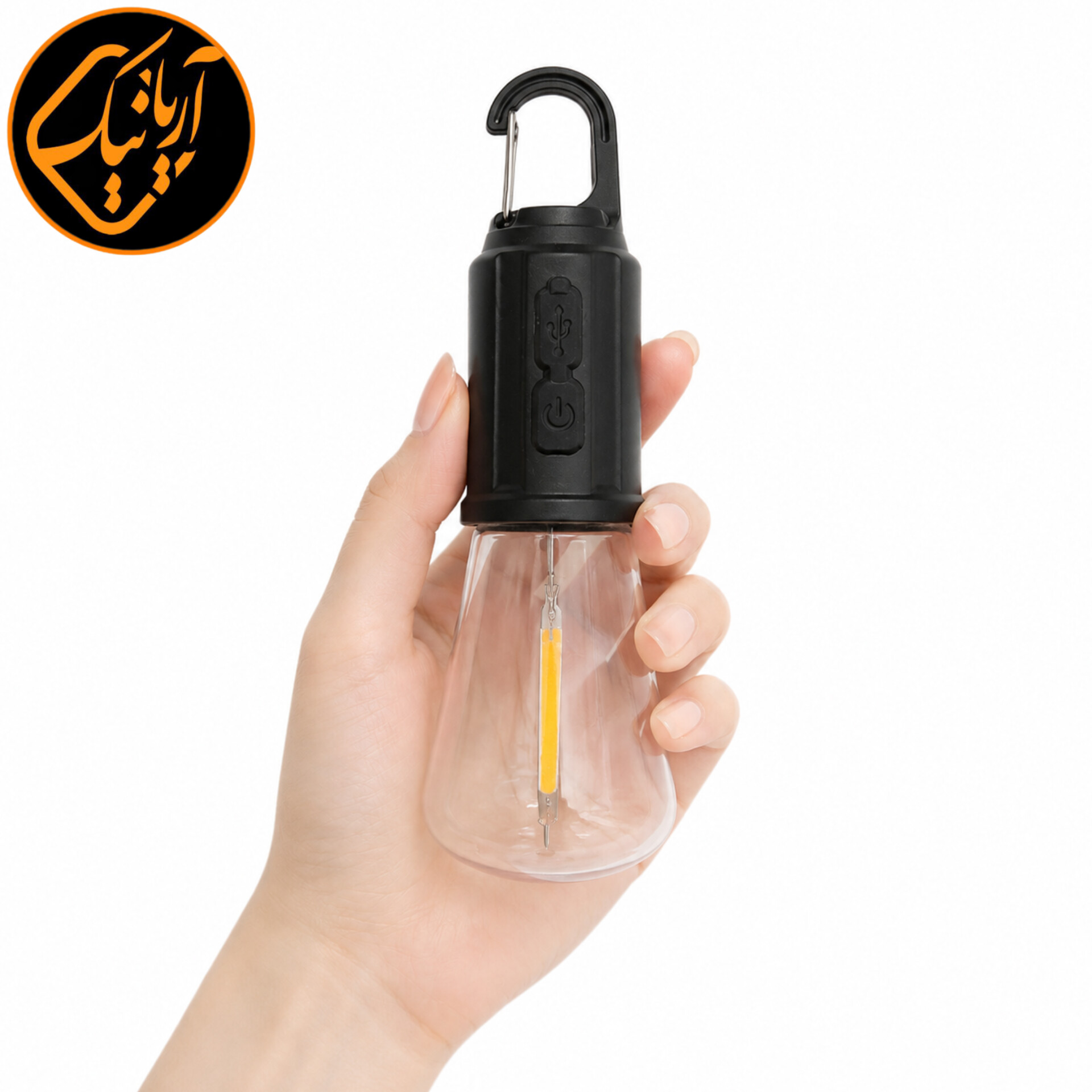 چراغ نشکن کمپینگ آویزی شارژی مدل HK-169 اورجینال چراغ اضطراری LED سه حالته با شارژ Type-C مناسب کمپینگ و سفر