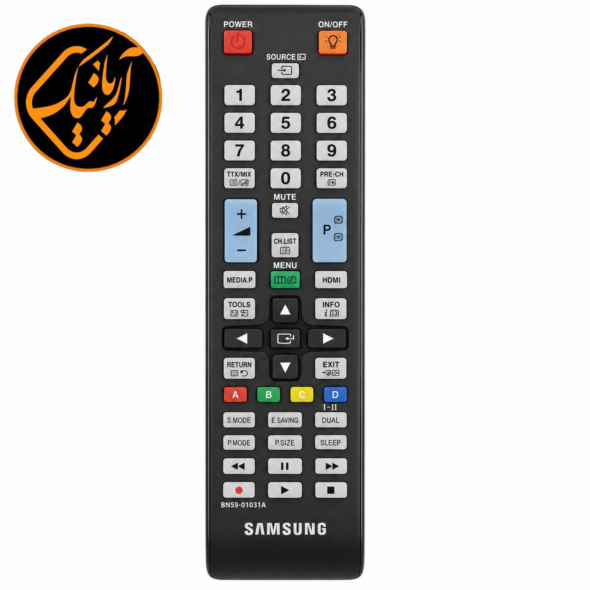 کنترل اصلی تلویزیون سامسونگ چراغ دار با کیفیت درجه یک و برد قوی