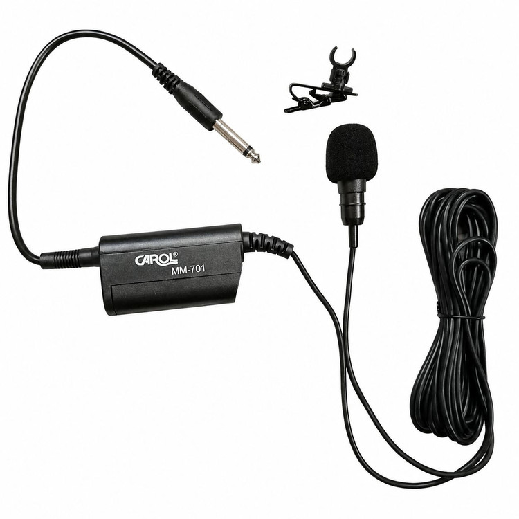 میکروفون یقه ای با سیم کارول مدل MM-701 اصلی میکروفن پرقدرت حرفه ای بدون نویز مناسب برای سخنرانی، اجرا، خبرنگاری و ضبط صدا