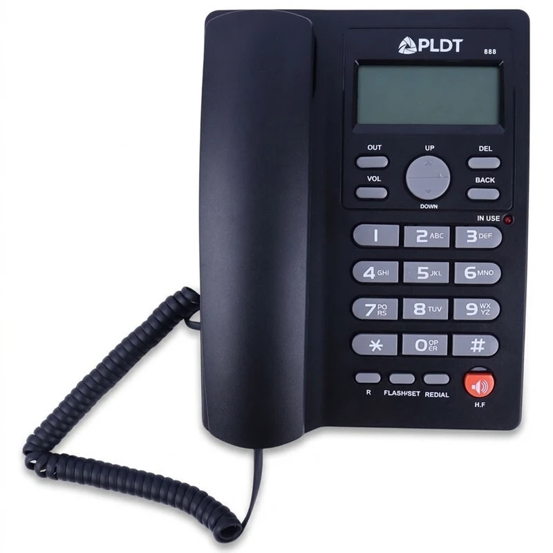 تلفن رومیزی با سیم PLDT مدل 888 اصلی نمایشگر LCD، اسپیکر داخلی، شماره‌گیری سریع و Handsfree