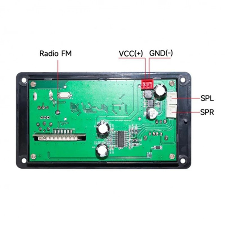 ماژول پخش کننده بلوتوثی آمپلی فایر دار مدل KH-G022 با آمپلی فایر 2x40 وات، پشتیبانی از بلوتوث نسخه 5، درگاه USB و کارت حافظه تا 32 گیگابایت، ورودی AUX، رادیو FM، صفحه نمایش و کنترل از راه دور