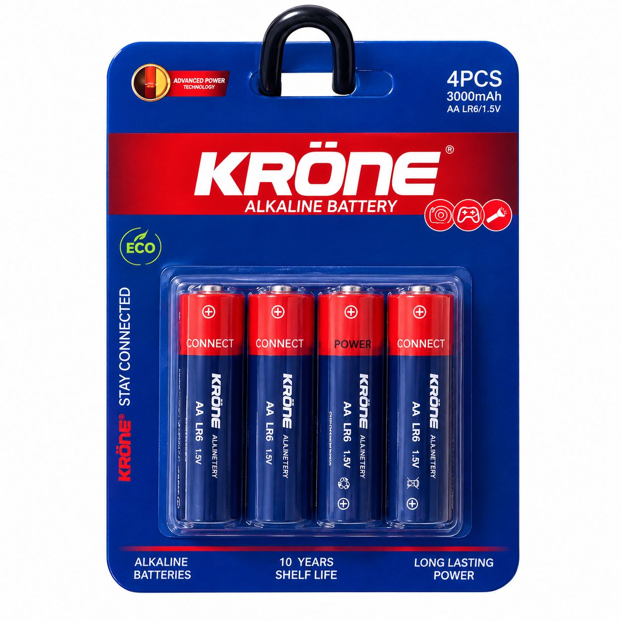 باتری قلمی AA آلکالاین کرون krone اصلی 1.5 ولت بسته ۴ عددی