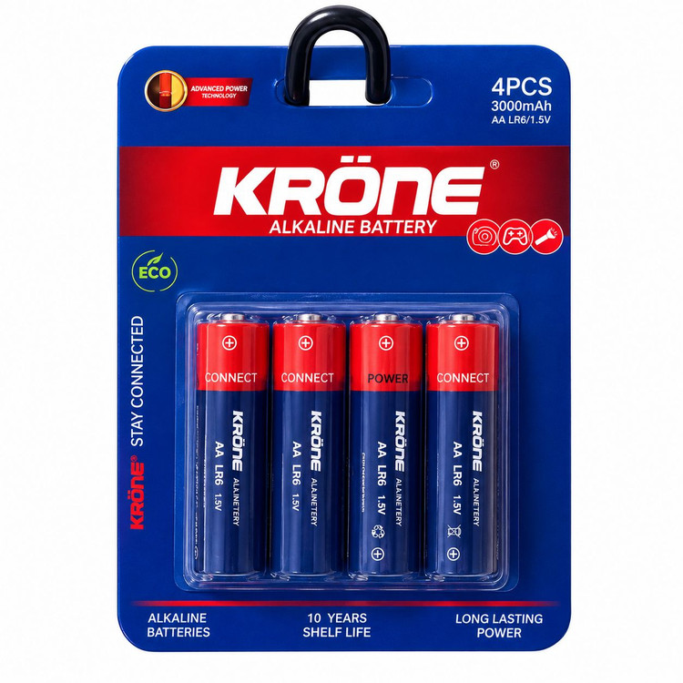 باتری قلمی AA آلکالاین کرون krone اصلی 1.5 ولت بسته ۴ عددی