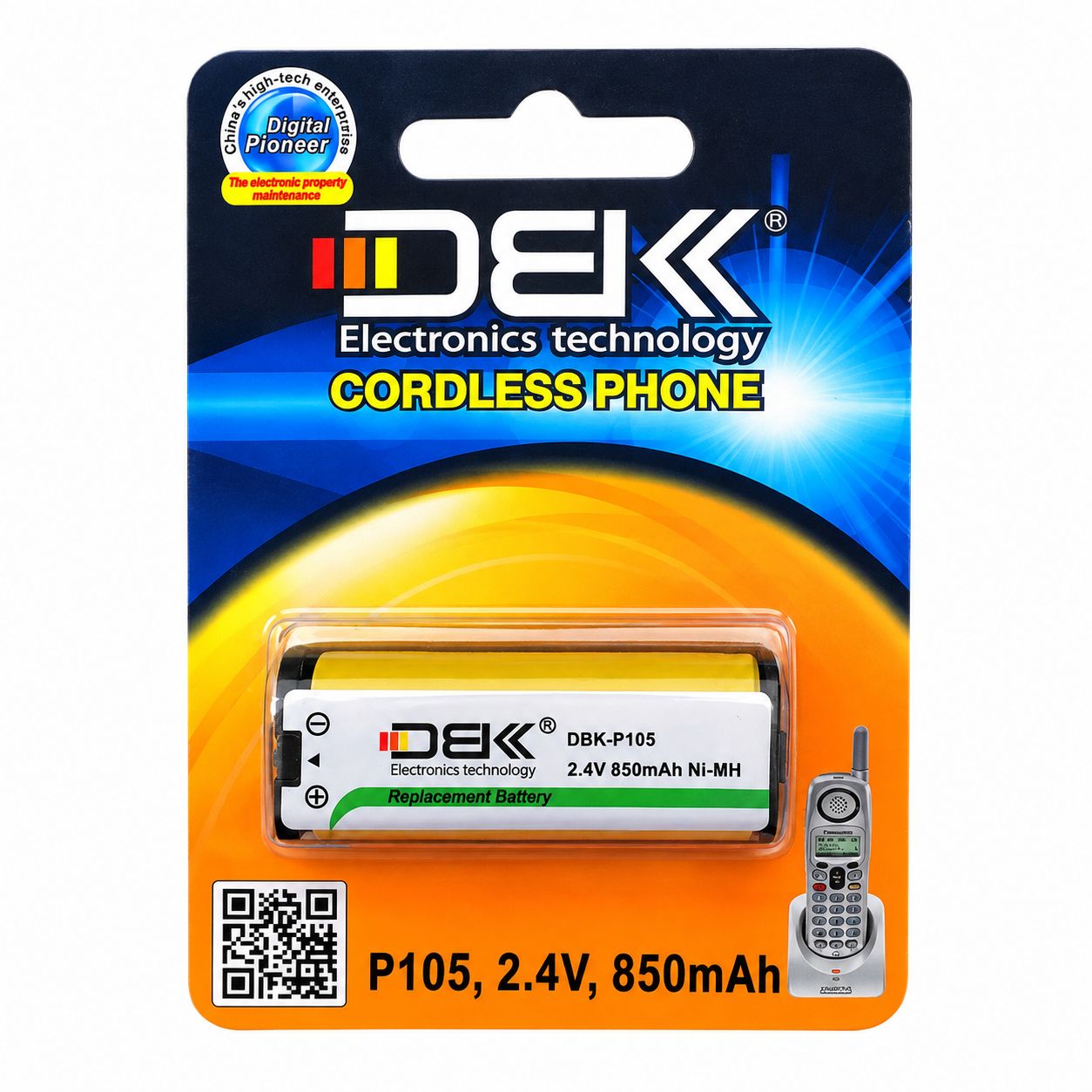باتری تلفن بی‌سیم DBK مدل P105 با ظرفیت 850mAh اصلی 2.4 ولت