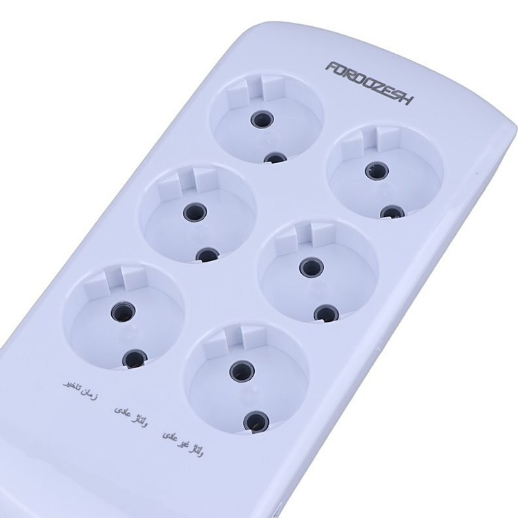 محافظ برق ارت دار صوتی تصویری 6 خانه دیجیتال لوتوس فروزش مدل LT600D با کابل 1.8 و 2.8 متری و تایمر دیجیتال