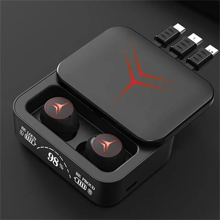 ایرپاد بلوتوثی و پاور بانک ENC مدل M88 Plus اصلی دارای سه کابل type-C, لایتنینگ و micro usb، بلوتوث نسخه 5.3، قابلیت نویز کنسلینگ، طراحی اسپرت با نورپردازی RGB مناسب موسیقی، مکالمه، بازی و ورزش
