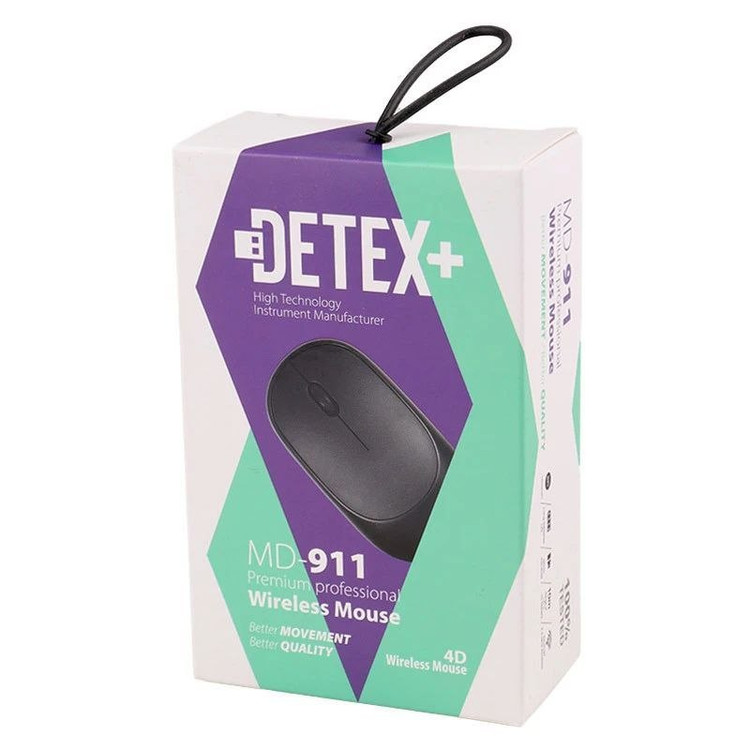 موس بی سیم دیتکس پلاس Detex+ مدل MD-911 دارای دانگل به همراه باتری آلکالاین اصلی