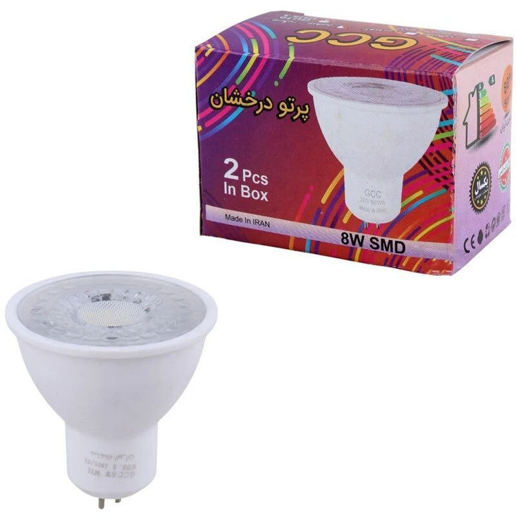 لامپ هالوژن سوزنی 8 وات LED پرتو درخشان پایه GU5.3 بسته بندی ۲عددی