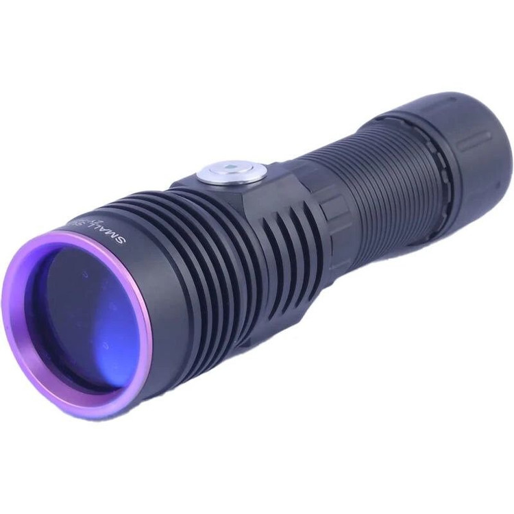 چراغ قوه یووی شارژی اسمال سان مدل ZY-H26 UV اصلی فرابنفش با باتری ۶۸۰۰ میلیآمپر ساعت و درگاه شارژ Type-C، مناسب تشخیص اسکناس تقلبی و بررسی سنگهای معدنی